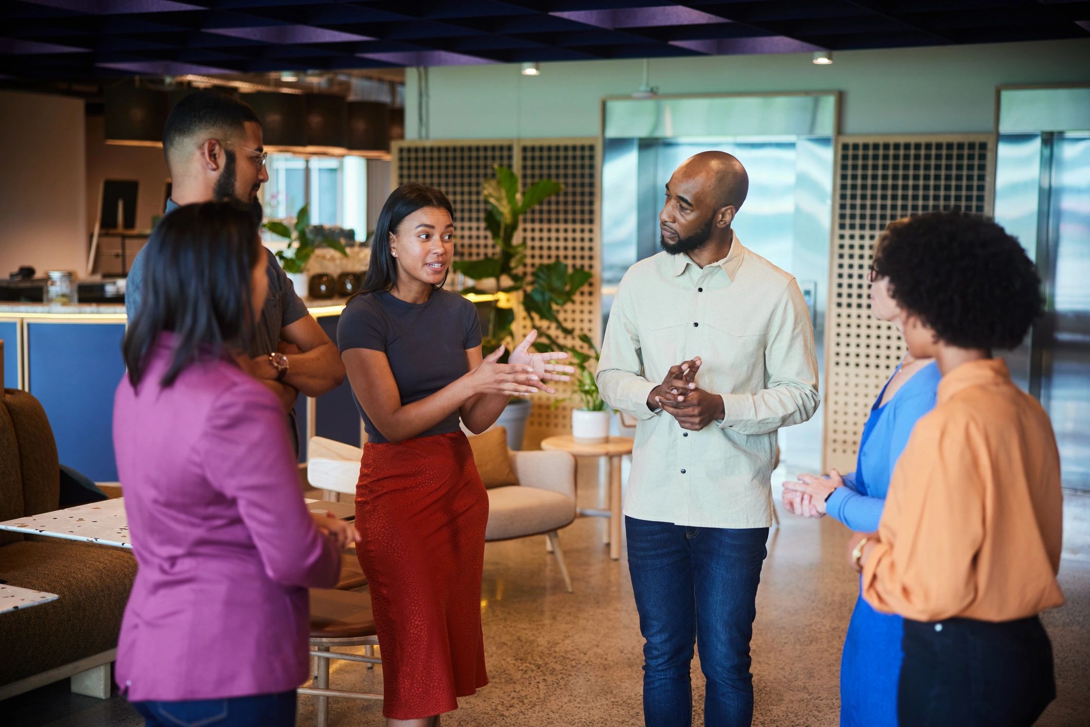 Business team collaborating in a modern office
