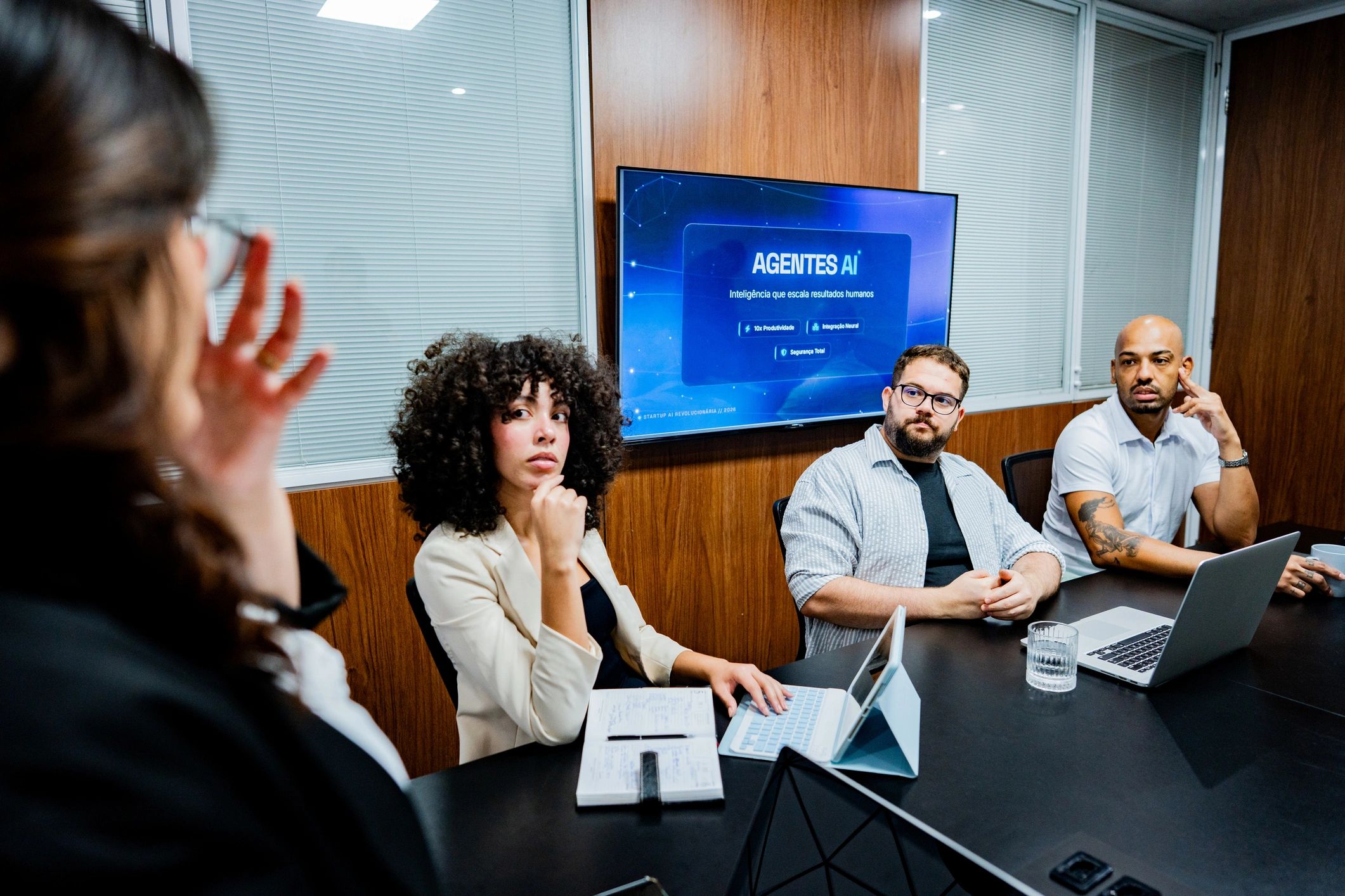 Operations team meeting in a modern office
